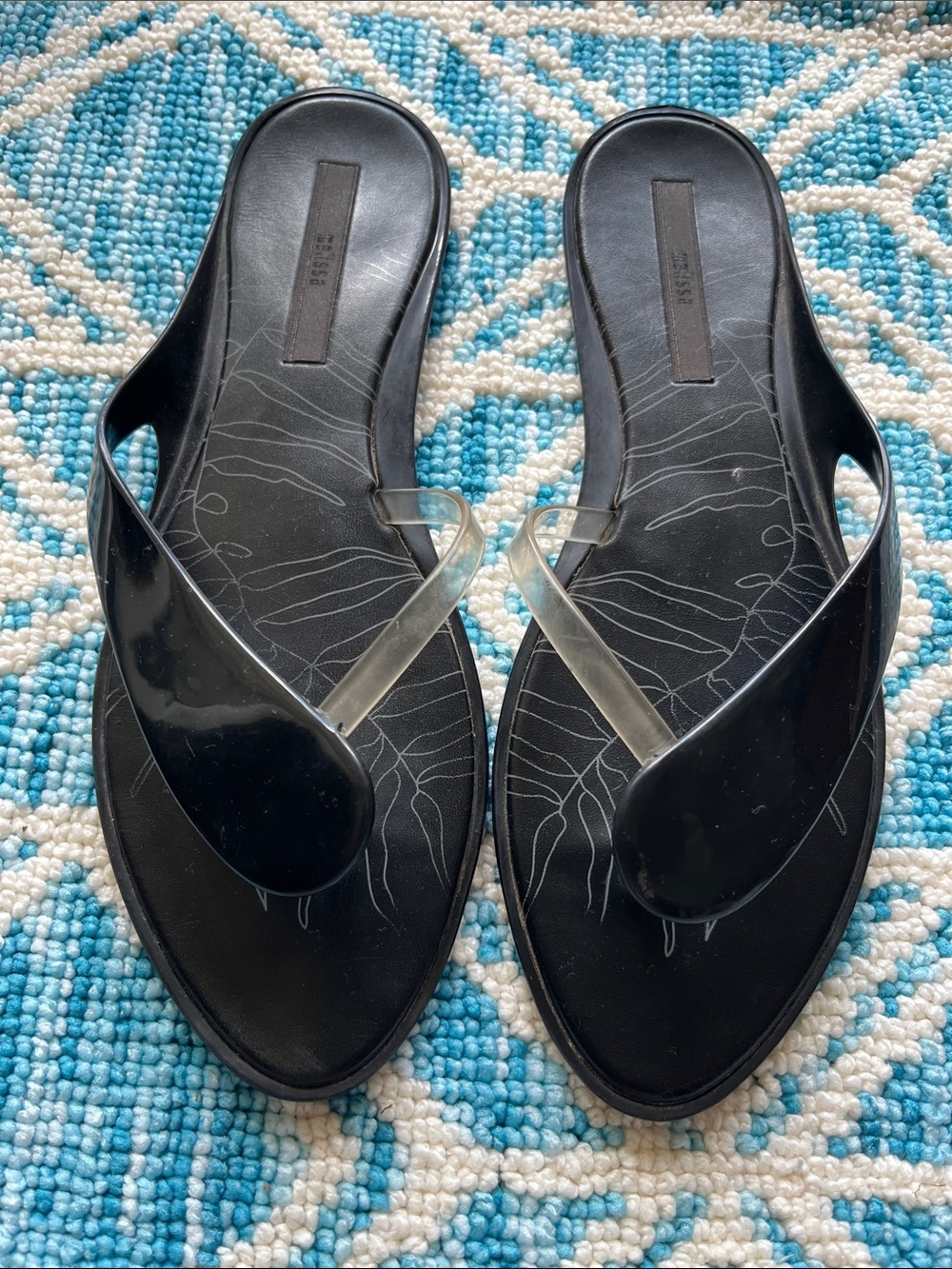 Melissa Black Women's Slip-On Sandals with Clear Strap